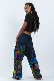 Tie Dye Cotton Women Harem Pants in Patchwork Blue