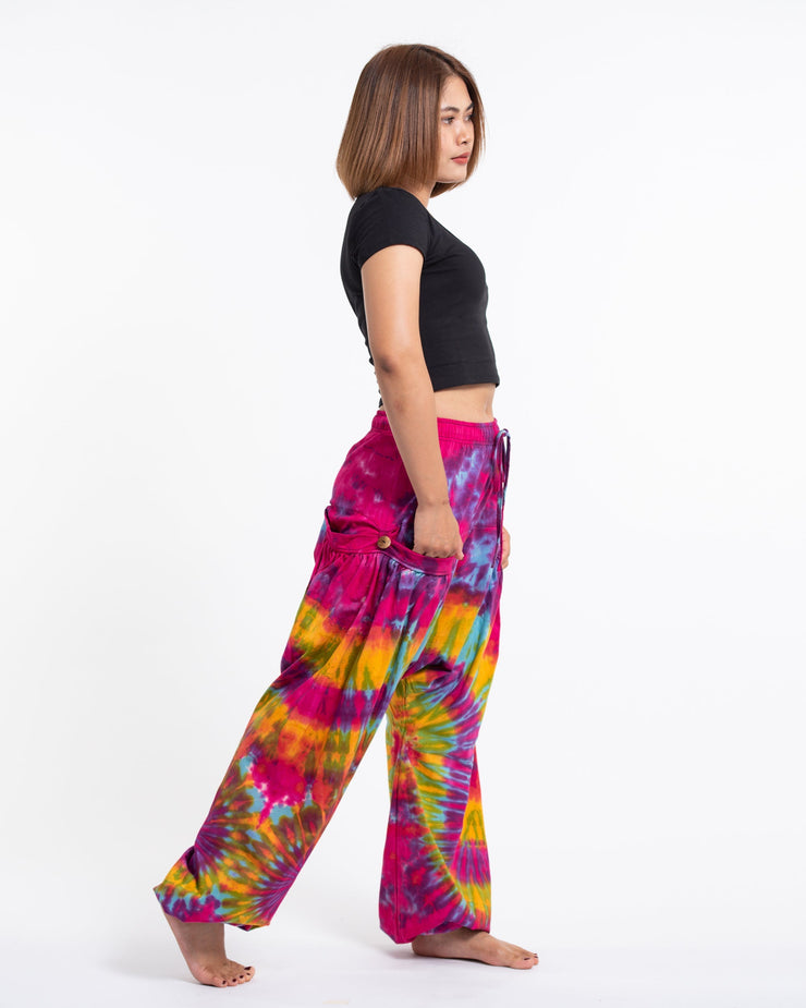 Tie Dye Cotton Women Harem Pants in Pink