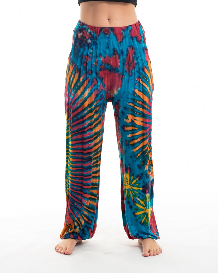 Tie Dye Cotton Women Harem Pants in Blue