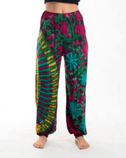 Tie Dye Cotton Women Harem Pants in Green