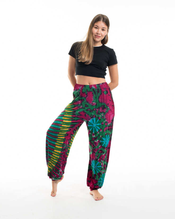 Tie Dye Cotton Women Harem Pants in Green