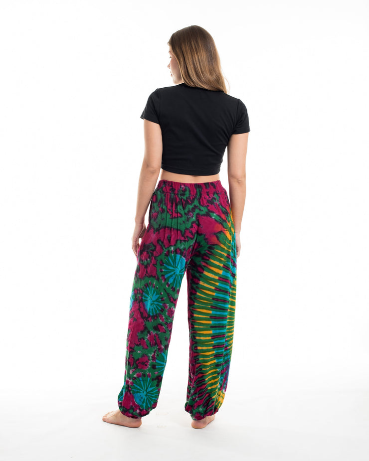 Tie Dye Cotton Women Harem Pants in Green