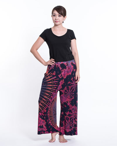 Tie Dye Wide Leg Palazzo Harem Pants Cotton in Navy Pink