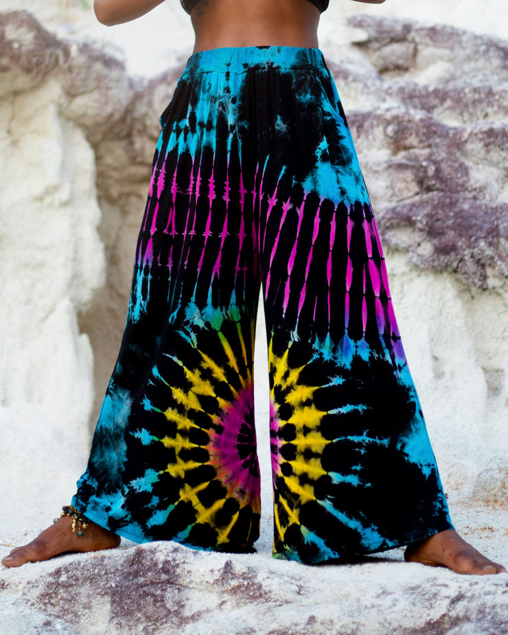 Tie Dye Wide Leg Palazzo Harem Pants Cotton Turquoise