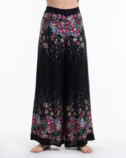 Floral Palazzo Style Harem Pants in Black