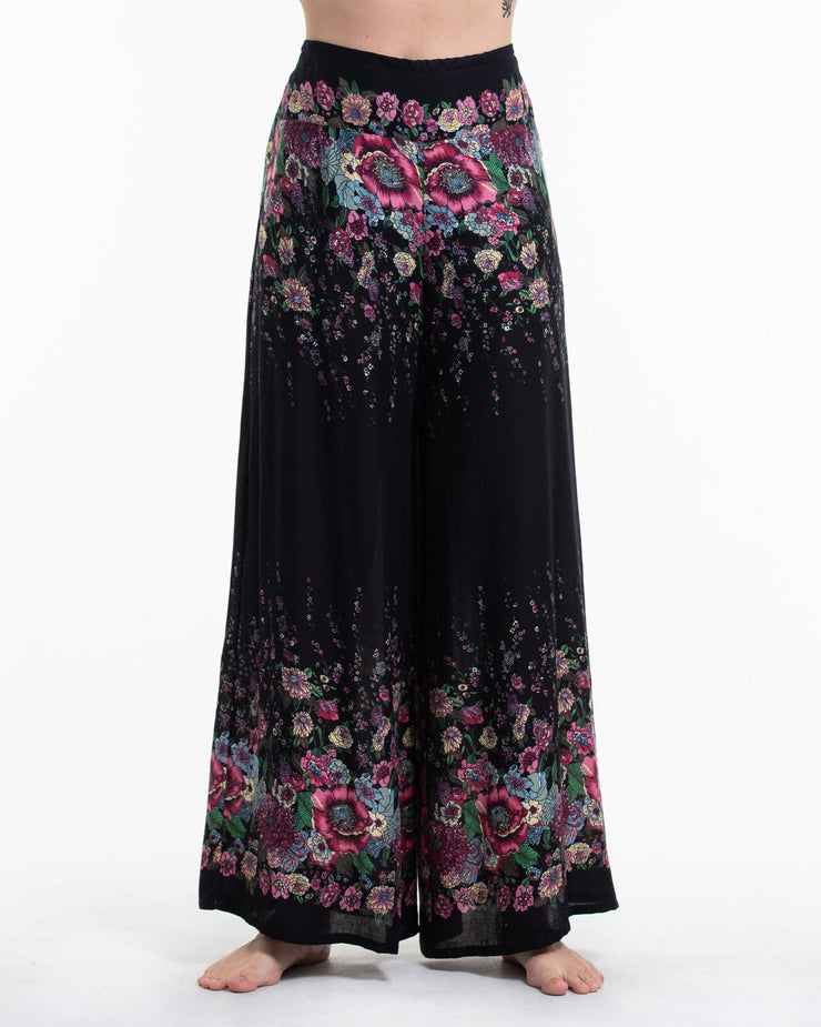 Floral Palazzo Style Harem Pants in Black