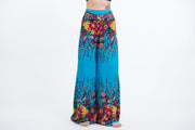 Floral Palazzo Style Harem Pants in Ocean Blue