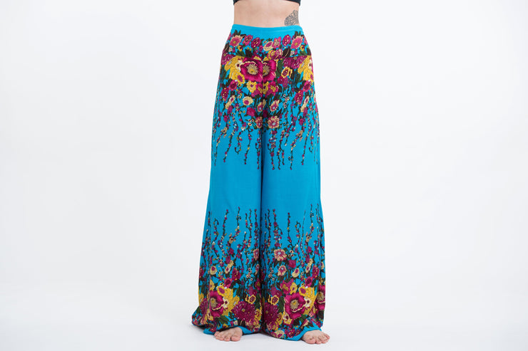 Floral Palazzo Style Harem Pants in Ocean Blue