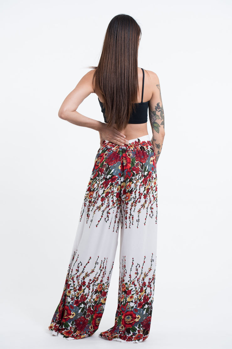 Floral Palazzo Style Harem Pants in White