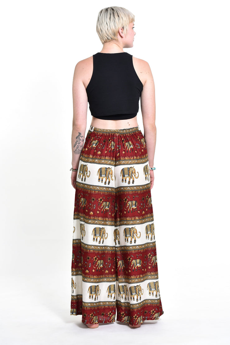 Elephant Bliss Palazzo Style Elephant Pants in Red