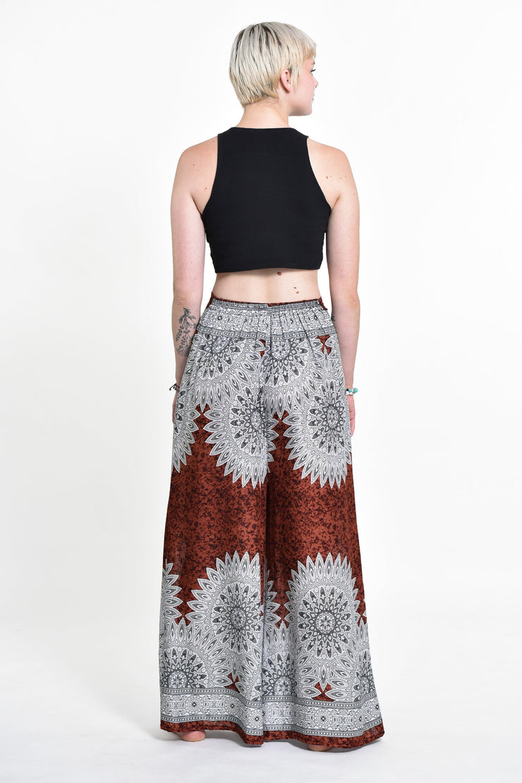 Marble Mandalas Palazzo Style Harem Pants in Brown