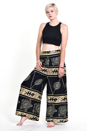 Turtle Print Palazzo Style Harem Pants in Gold