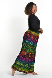 Plus Size Rainbow Elephant Palazzo Style Elephant Pants in Green