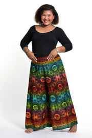 Plus Size Rainbow Elephant Palazzo Style Elephant Pants in Orange