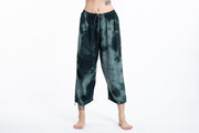 Women's Tie Dye Drawstring Yoga Massage Cropped Pants in Dark Teal