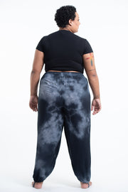 Plus Size Tie Dye Drawstring Women's Yoga Massage Pants in Black