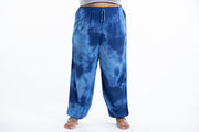 Plus Size Tie Dye Drawstring Women's Yoga Massage Pants in Blue