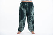 Plus Size Tie Dye Drawstring Women's Yoga Massage Pants in Dark Teal