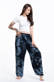 Tie Dye Drawstring Women's Yoga Massage Pants in Black