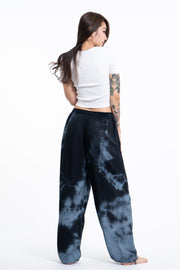 Tie Dye Drawstring Women's Yoga Massage Pants in Black