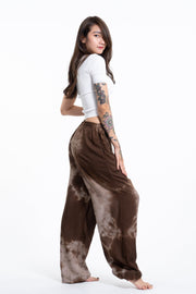 Tie Dye Drawstring Women's Yoga Massage Pants in Brown