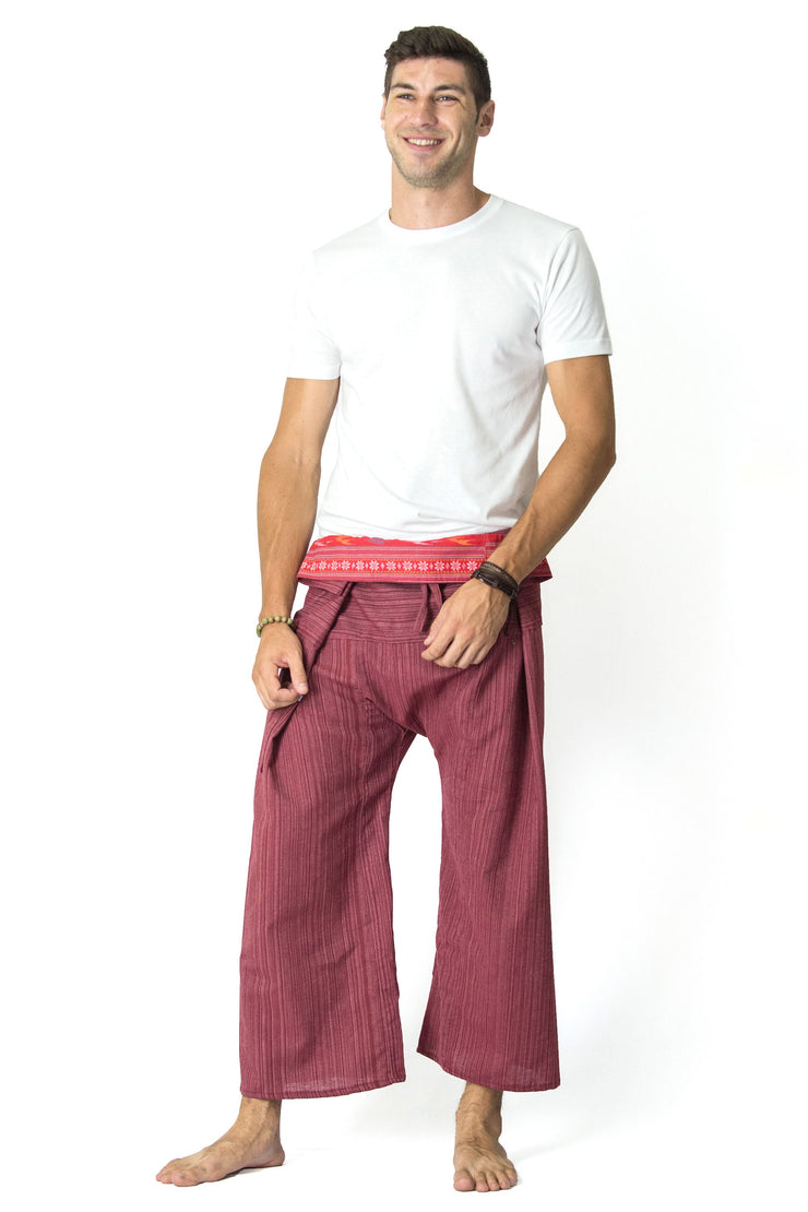 Unisex Thai Fisherman Pants in Rose Red