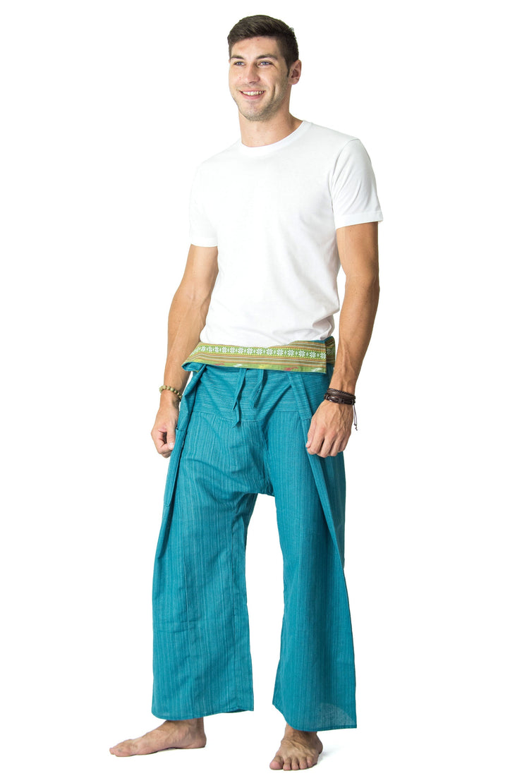 Unisex Thai Fisherman Pants in Turquoise