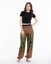 Geometric Mandalas Women's Harem Pants in Olive