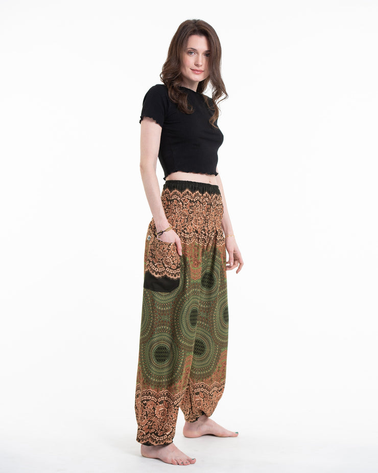 Geometric Mandalas Women's Harem Pants in Olive