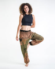 Geometric Mandalas Women's Harem Pants in Olive