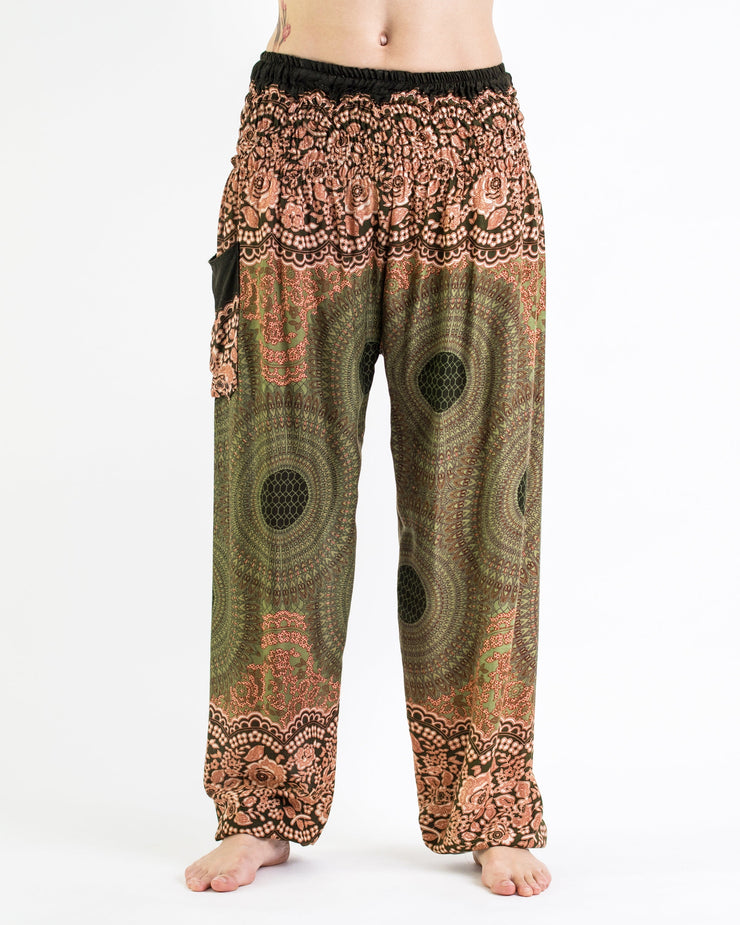 Geometric Mandalas Women's Harem Pants in Olive