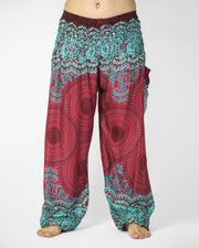 Geometric Mandalas Women's Harem Pants in Red