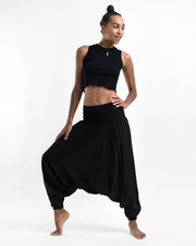 Solid Color 2-in-1 Jumpsuit Harem Pants in Black