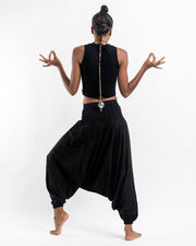 Solid Color 2-in-1 Jumpsuit Harem Pants in Black