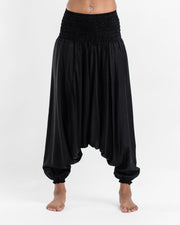 Solid Color 2-in-1 Jumpsuit Harem Pants in Black