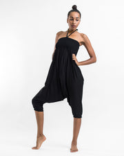 Solid Color 2-in-1 Jumpsuit Harem Pants in Black