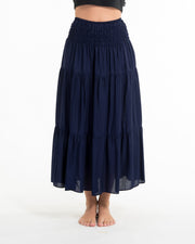 Solid Color Midi Skirt in Blue