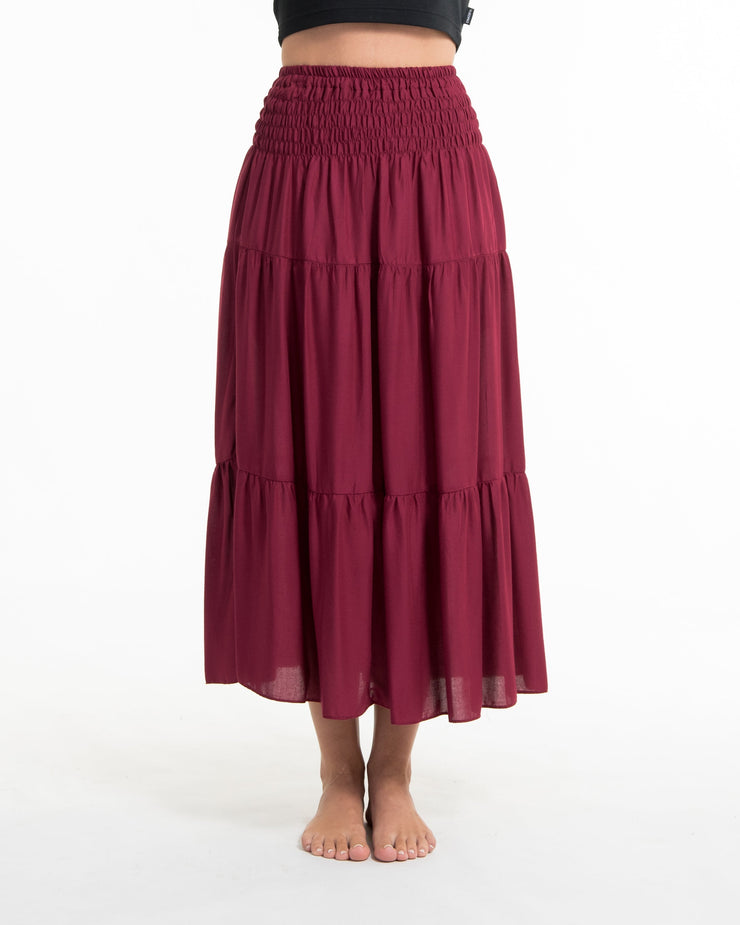 Solid Color Midi Skirt in Red