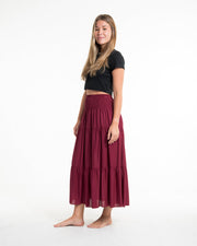 Solid Color Midi Skirt in Red