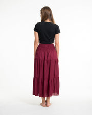 Solid Color Midi Skirt in Red