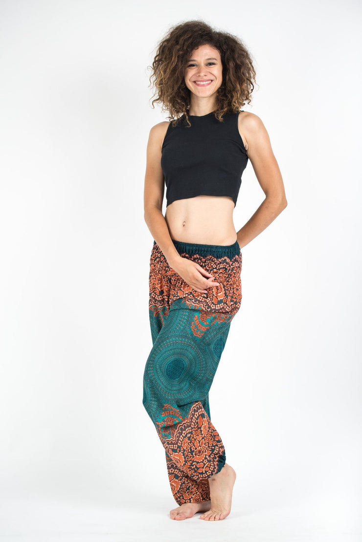 Geometric Mandalas Women's Harem Pants in Turquoise