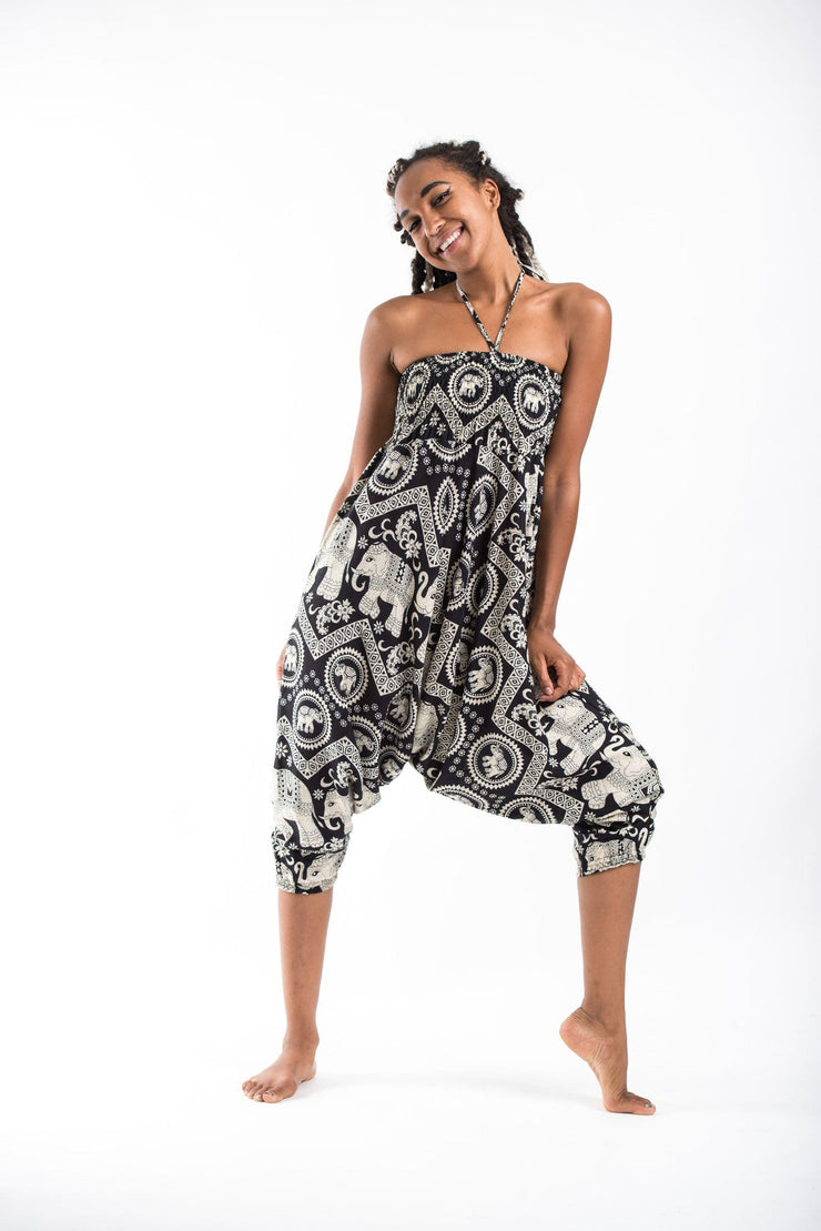 Imperial Elephant 2-in-1 Jumpsuit Elephant Pants in Black