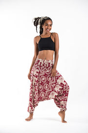 Imperial Elephant 2-in-1 Jumpsuit Elephant Pants in Red