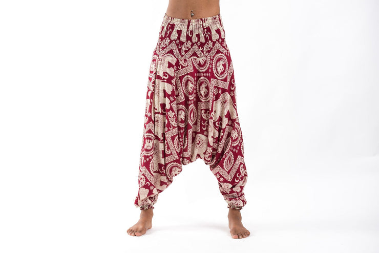 Imperial Elephant 2-in-1 Jumpsuit Elephant Pants in Red