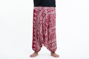 Tribal Prints Drop Crotch Men's Harem Pants in Red