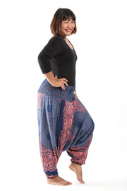 Plus Size Geometric Mandalas 2-in-1 Jumpsuit Harem Pants in Blue