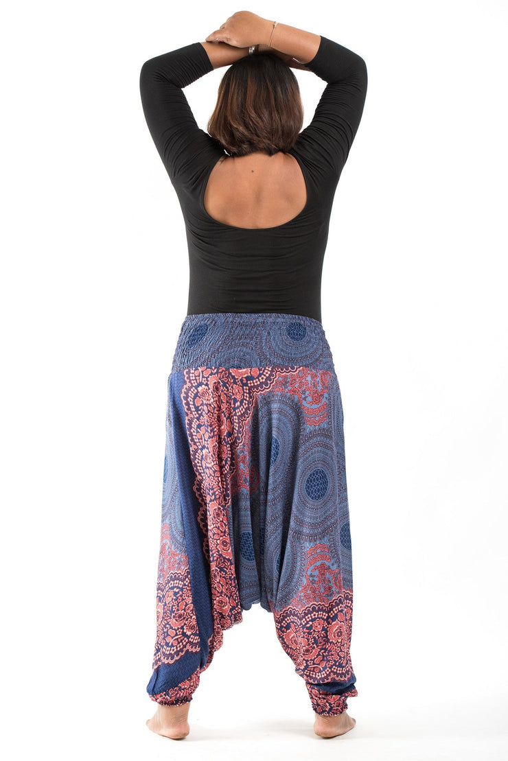 Plus Size Geometric Mandalas 2-in-1 Jumpsuit Harem Pants in Blue