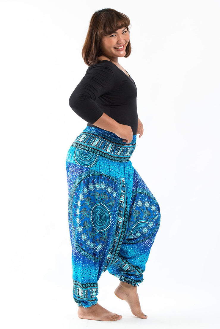 Plus Size Tribal Chakras 2-in-1 Jumpsuit Harem Pants in Blue