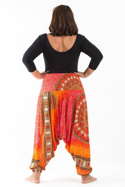 Plus Size Tribal Chakras 2-in-1 Jumpsuit Harem Pants in Orange