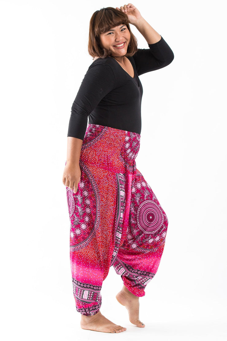 Plus Size Tribal Chakras 2-in-1 Jumpsuit Harem Pants in Pink